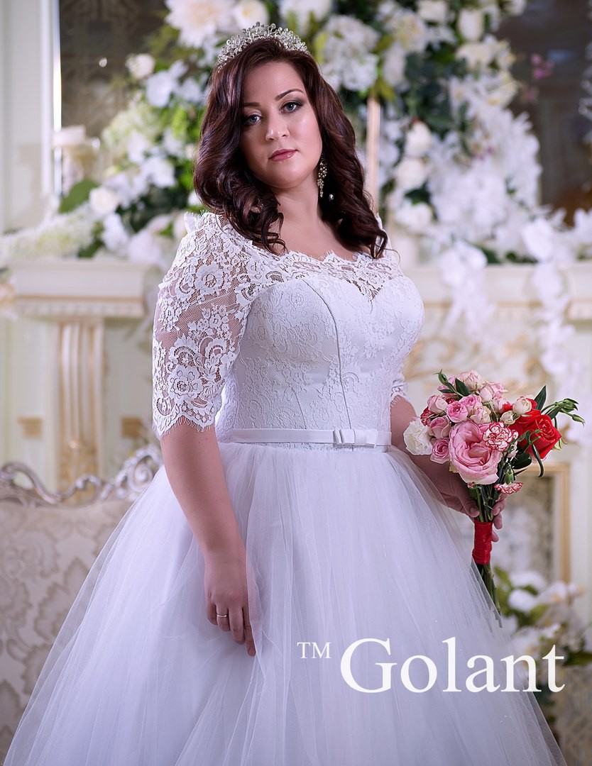 Изображение Пышное белое свадебное платье для Полных Гортензия