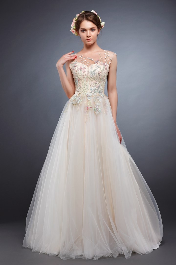 Изображение Цветное свадебное платье Акварель